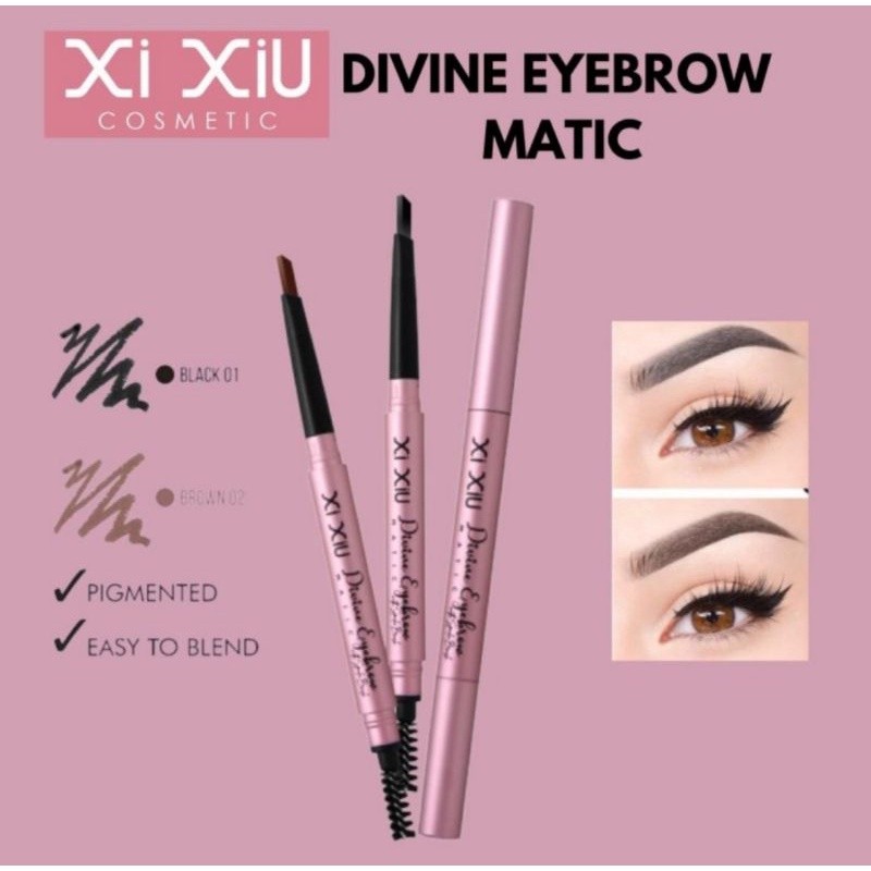 Xixiu Divine Eyebrow Matic With Spoolie Brush Black / Brown / Merah Jingga Official - Gambar 4