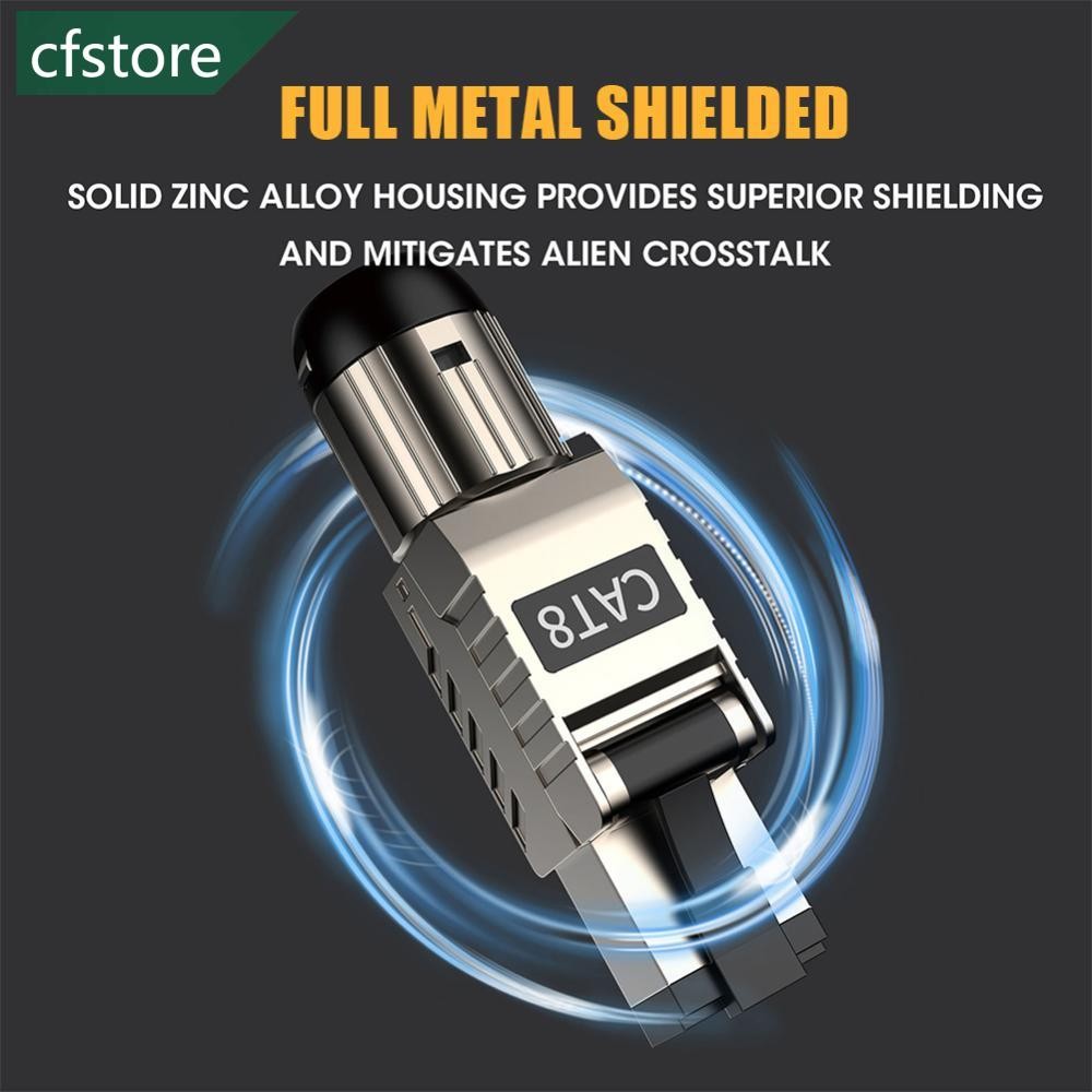 CFSTORE RJ45 Cat8 Cat7 Cat6A Connectors RJ45 Metal Tool Free Easy ...