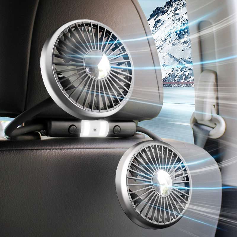 Car Double-Headed Rear Exhaust Fan Hose Fan with Light 360°Rotating Car ...