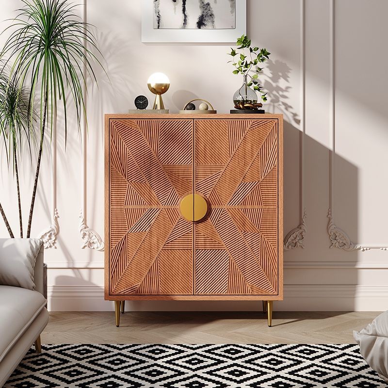 Nordic Retro Style Entryway Cabinet Solid Wood Carved New Small ...
