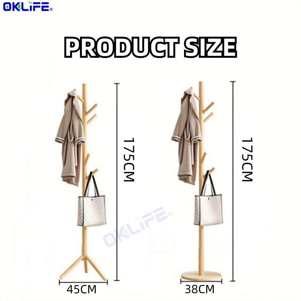Floor Bedroom Vertical Clothes Rack Solid Wood Coat and Hat Rack for Bedroom Living Room Clothes Hanger Hook view 8