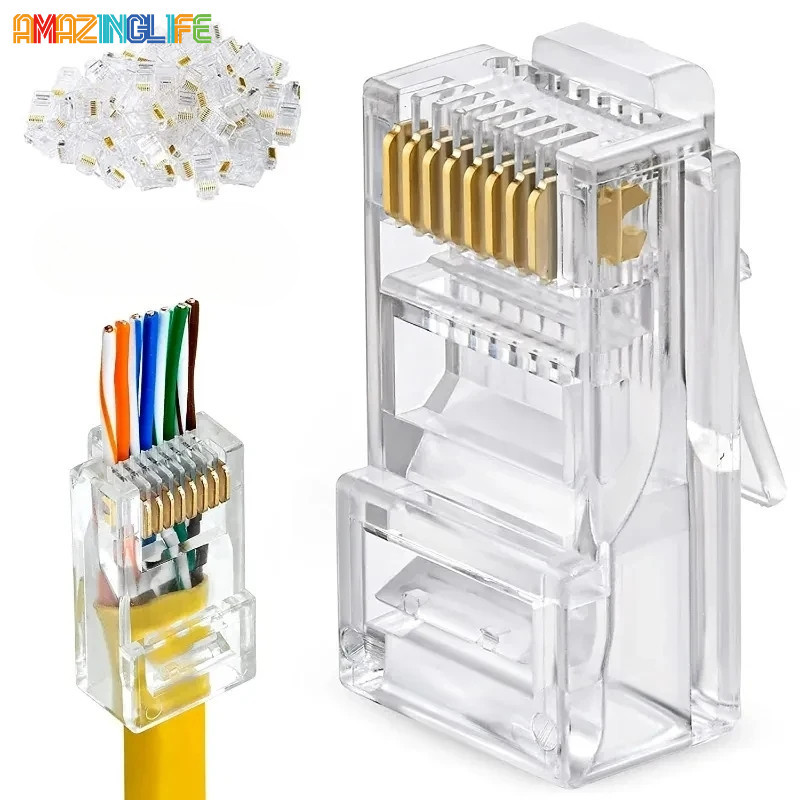 [Top Selection] 50Pcs RJ45 RJ-45 Ethernet Cables Module Plug RJ45 8Pin ...