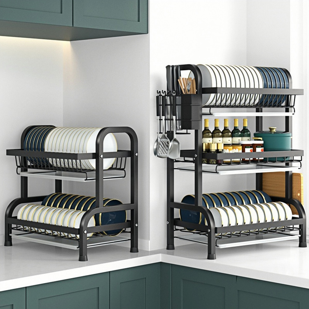SG Kitchen Dish Rack Multi-Layered Knife Utensil Holder Dish Drying ...