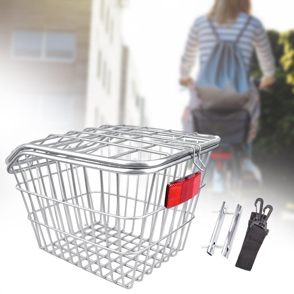 Rear Bike Basket With Black Liner, Cargo Net Large Rear Removable Metal Bicycle Basket, Heavy Duty Rear Basket For Electric Bike, Great For Bike Trip Carrying Grocery Dog - View #5