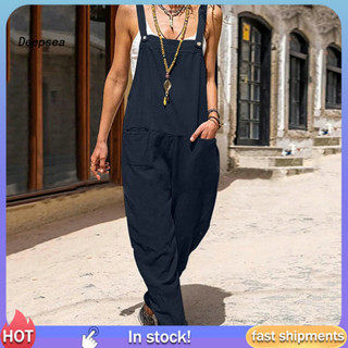 Cotton Jumpsuit for Women, Loose Wide leg Casual Jumpsuit, Women's overall,  Solid Spaghetti Strap Jumpsuit, …