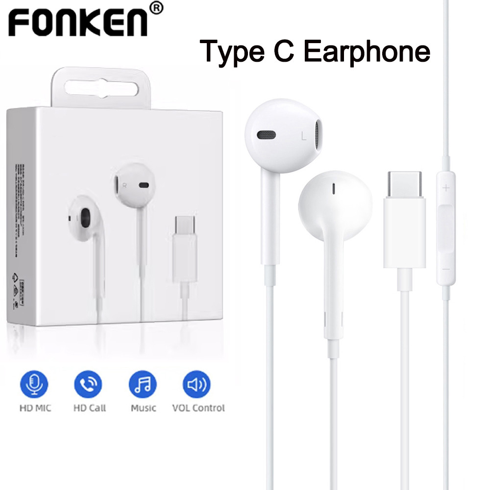 Fonken USB C Wired Earphone In-Ear Type C Earpiece Type C Headset With ...