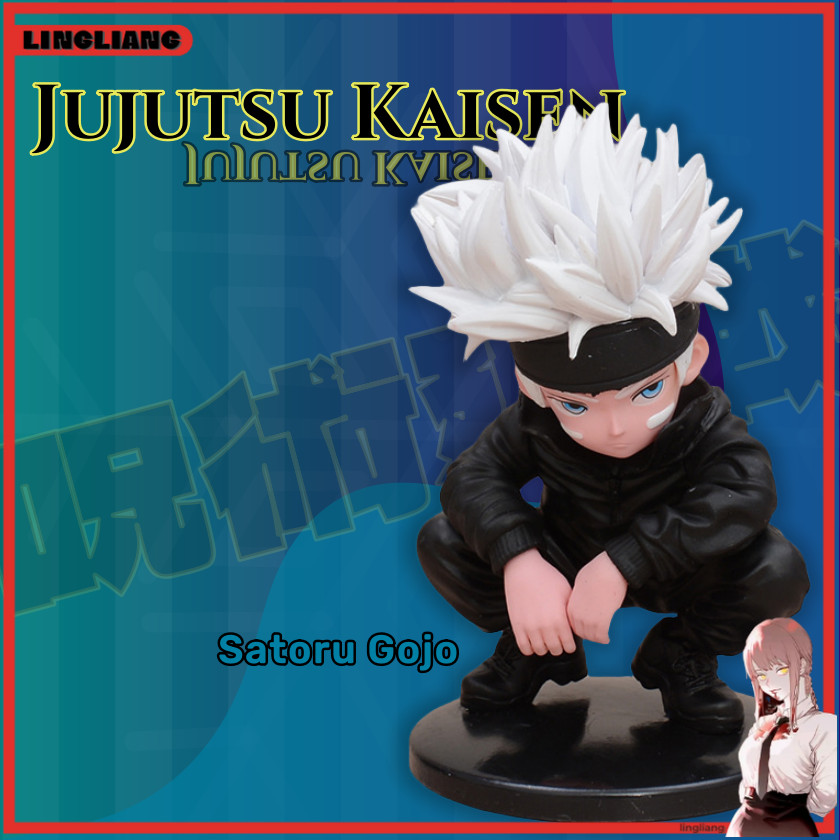 Anime Figure Jujutsu Kaisen Q Mini Satoru Gojo Squat Posture PVC 16cm ...