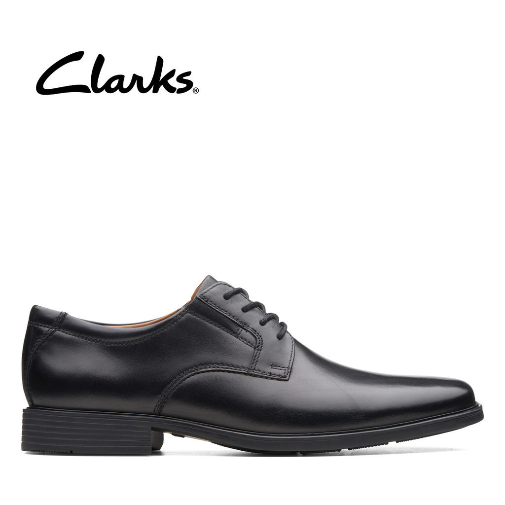 CLARKS Tilden Plain Black Leather Mens Dress WIDE FIT Shopee Singapore
