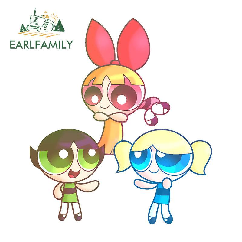 EARLFAMILY Powerpuff Girls Cartoon Car Stickers Occlusion Scratch ...