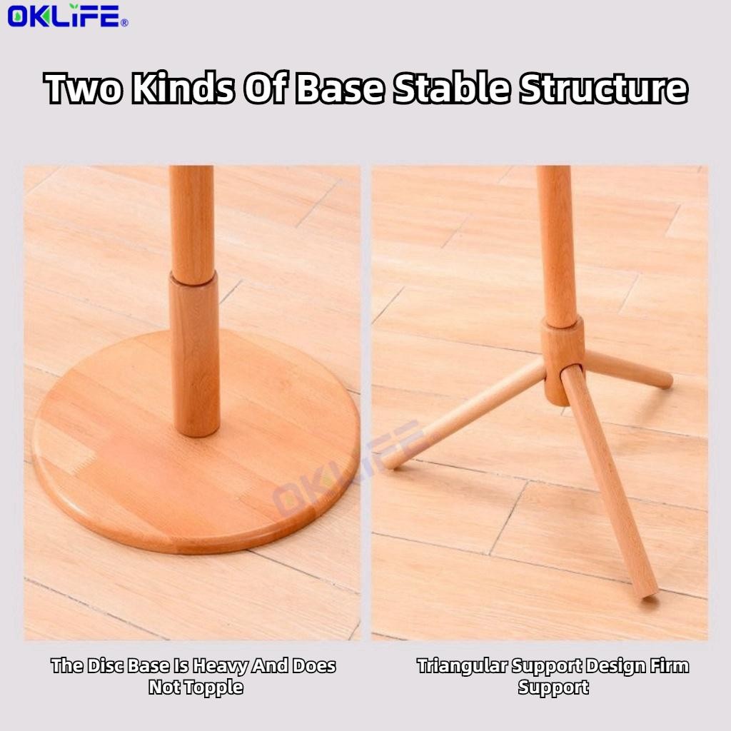 Floor Bedroom Vertical Clothes Rack Solid Wood Coat and Hat Rack for Bedroom Living Room Clothes Hanger Hook view 6