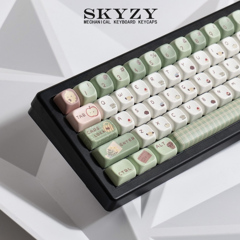 Forest Afternoon Tea Keycaps SOA Profile Cute Green PBT Dye Sub ...