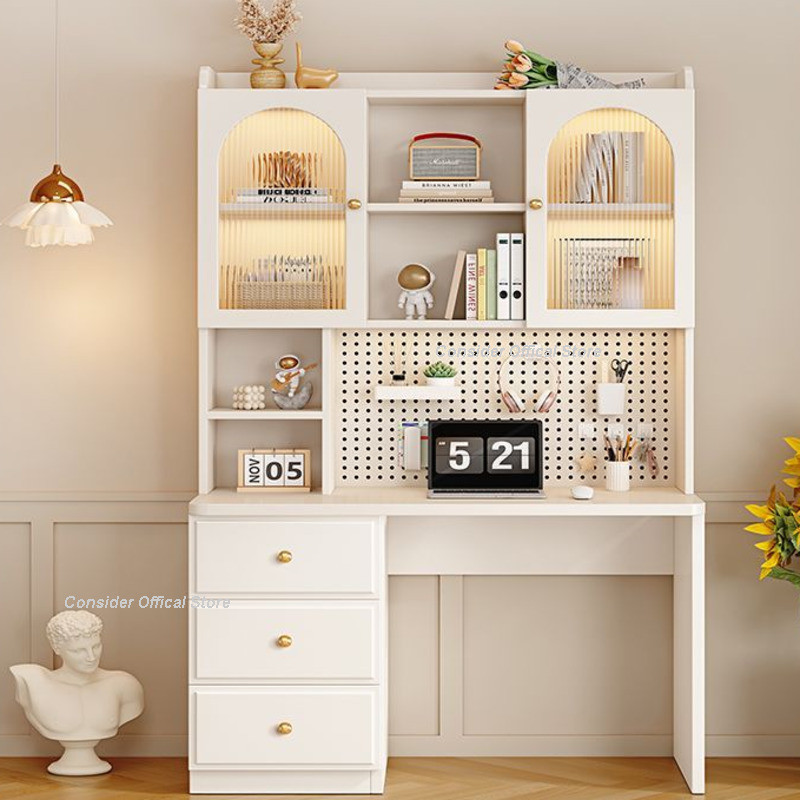 Solid Wood Computer Desk With Bookshelf Study Desk Bedroom Corner Desk ...