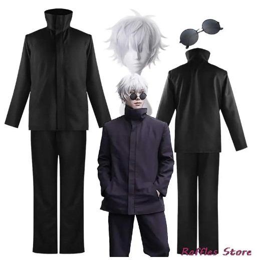 💯 Anime Jujutsu Kaisen Gojo Satoru Adult Cosplay Costume Glasses Wig ...