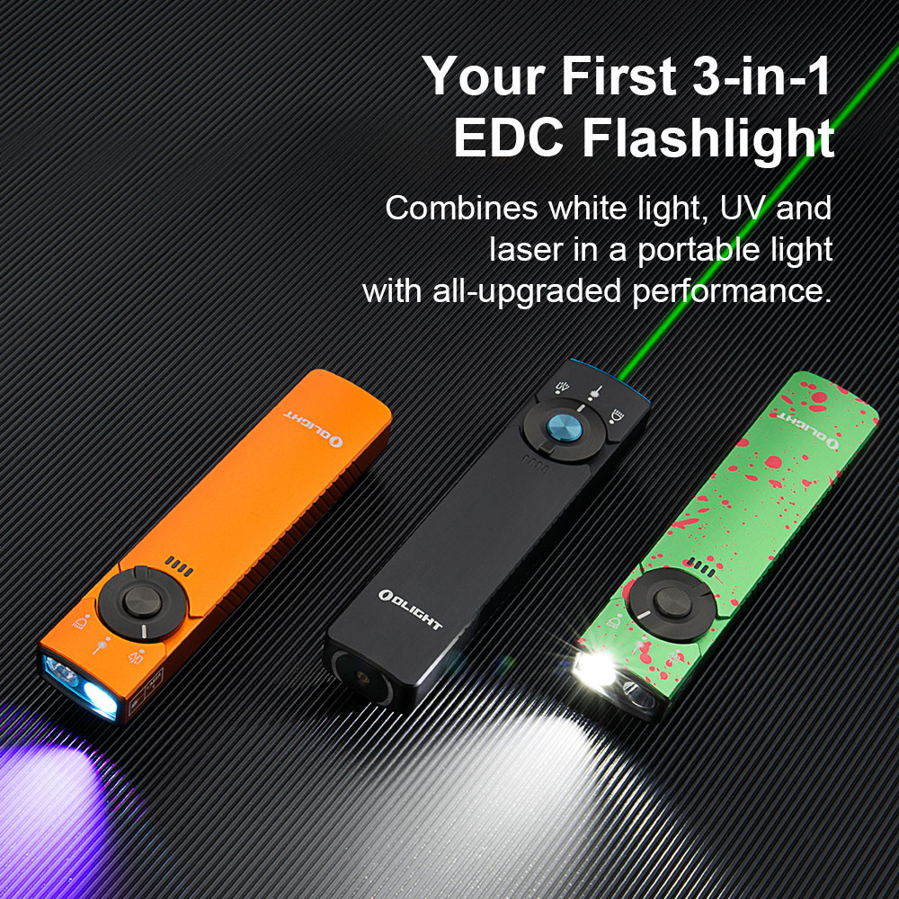 OLIGHT Arkfeld Pro Rechargeable EDC Flashlight with Green Beam, UV