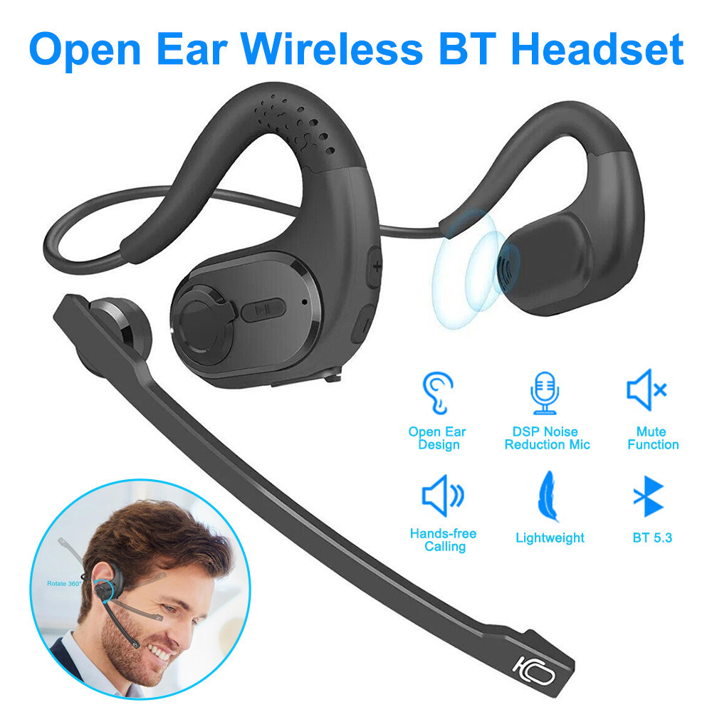 Wireless Bluetooth Headsets with Microphone Detachable Mute Button Open ...
