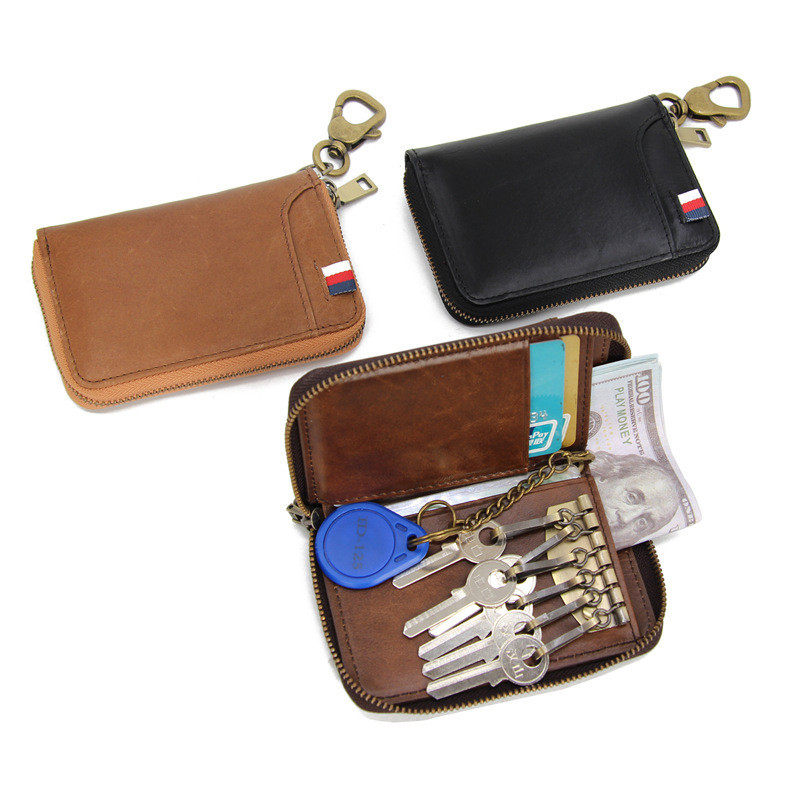 Caxill NEW Genuine Leather Keychain Holder Pouch Purse Key Cover Bag ...
