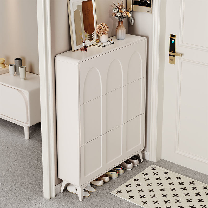 Shoe Cabinet New Cream White 24cm Shoe Rack Against The Wall Double ...