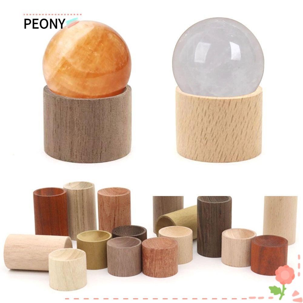 PEONIES Crystal Ball Base, Wooden Cylindrical Glass Sphere Holder ...
