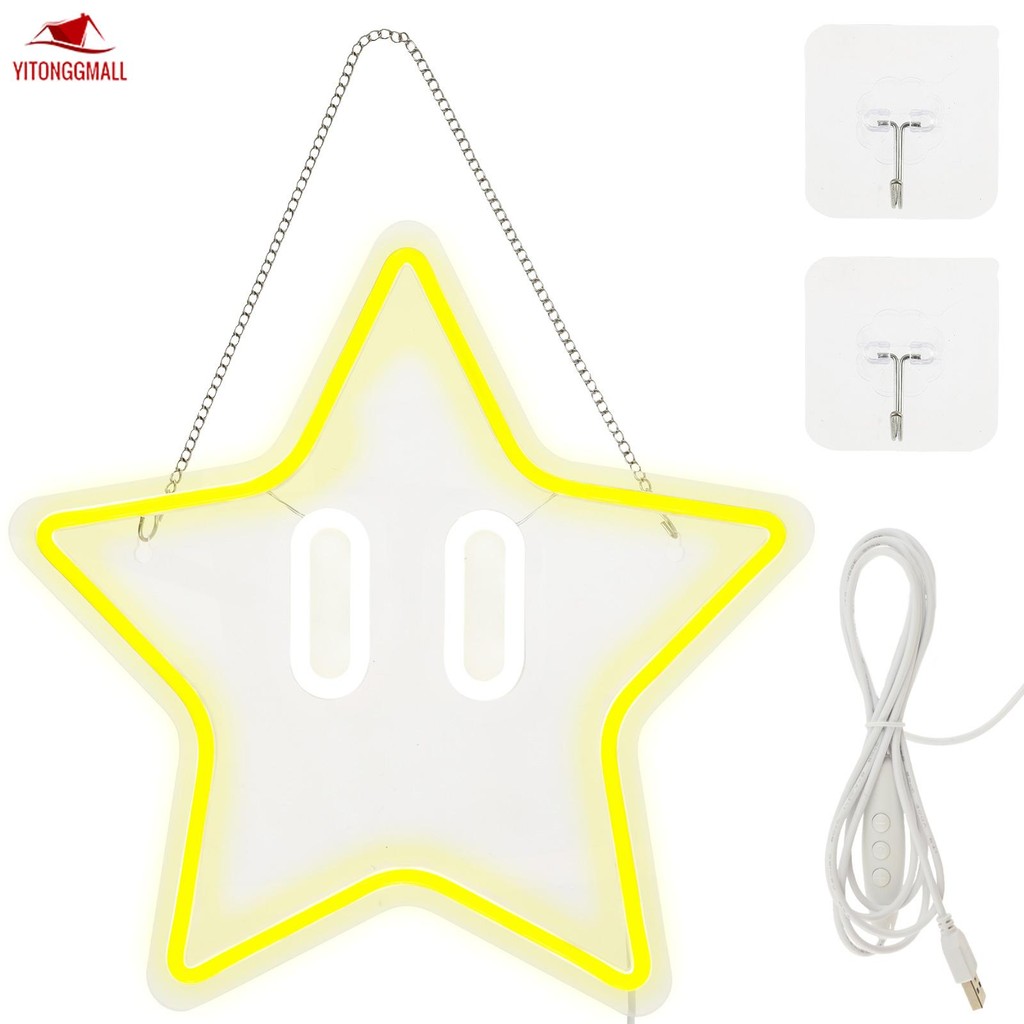 Star Neon Sign USB Powered Star Neon Light Dimmable Gaming Neon Sign ...