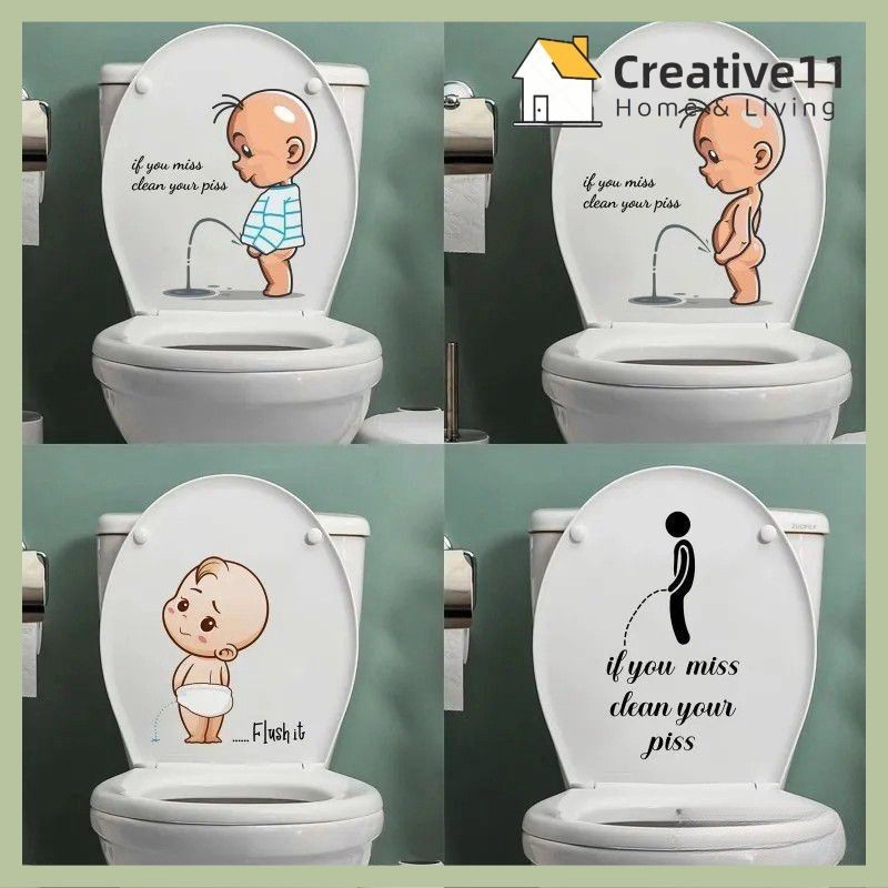 Cartoon Toilet Sticker Child Urination Pvc Warning Door Wall Removable ...