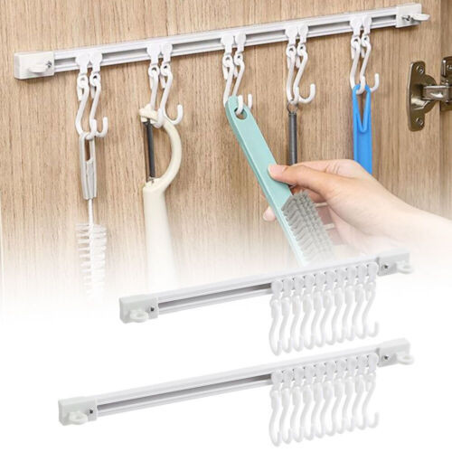 Multifunctional Slide Rail Hook, Wall-Mounted Hanging Rail Rack with 10 ...