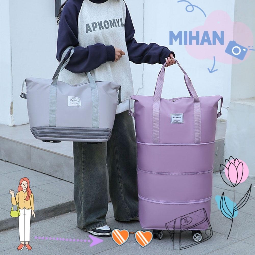 MH Travel Duffle Bag, Rolling with Wheels Handbag, Foldable Expandable