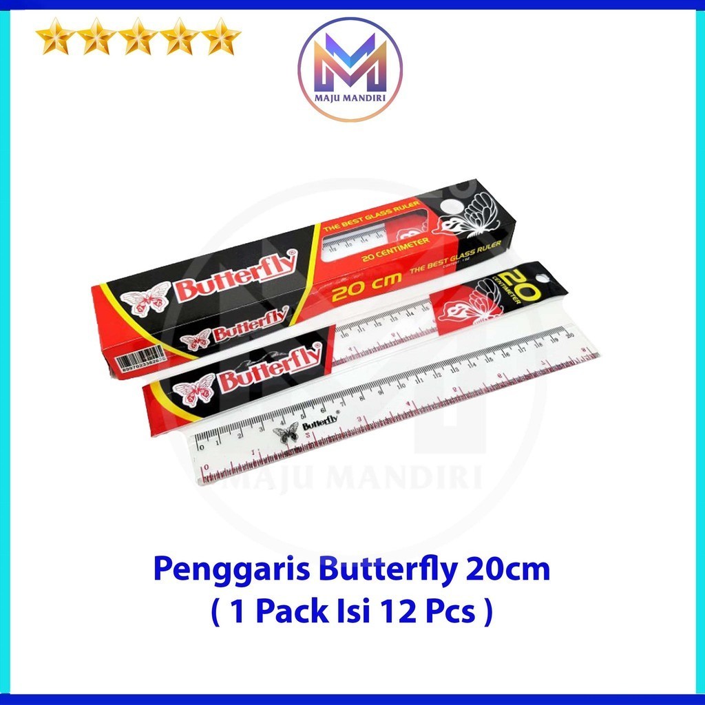 20 cm Butterfly Plastic Ruler / Ruller Per Pack Contains 12 Pcs ...