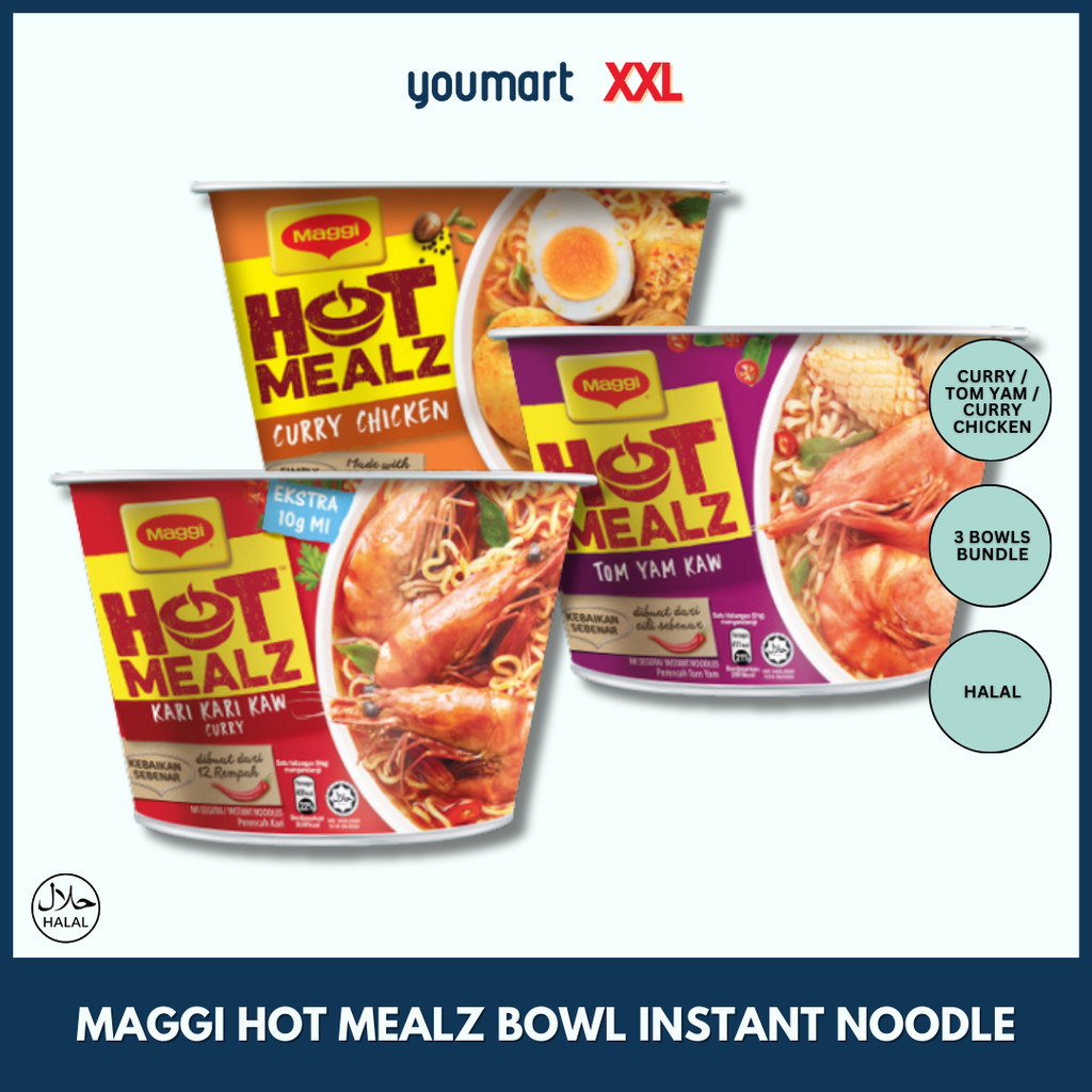 Maggi Hot Mealz Bowl Instant Noodle By Xxl Curry Tom Yam Curry