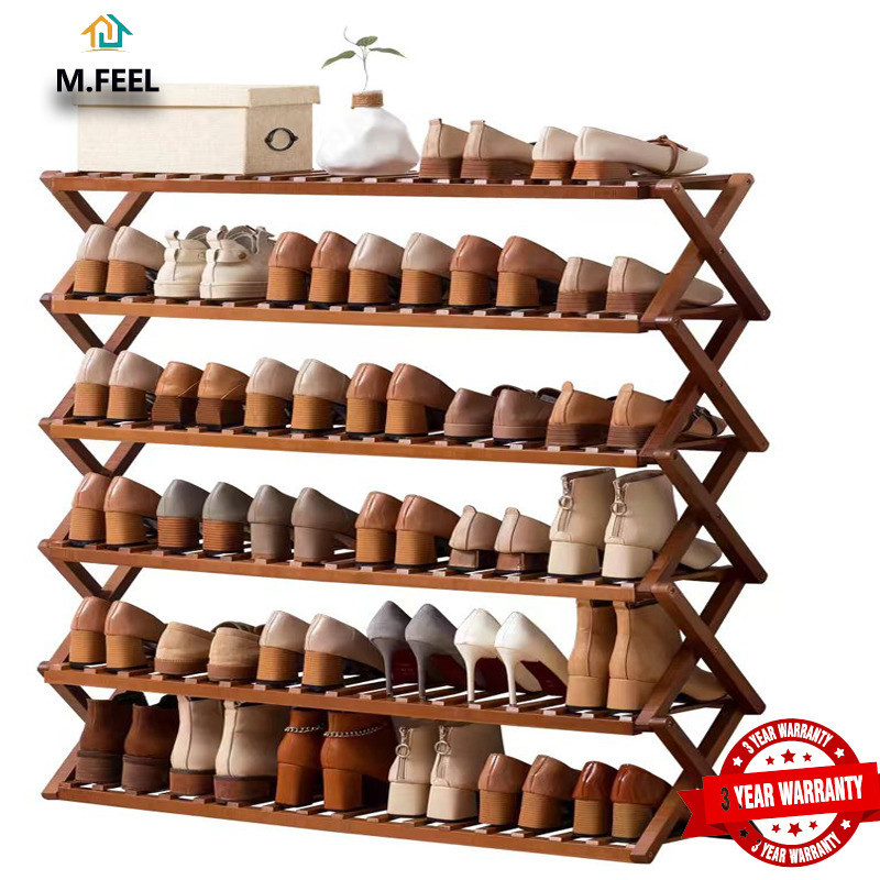 M.Feel Shoe Cabinets Shoe Rack Minimalist 3/4/5/6 Layers Bamboo Folding ...