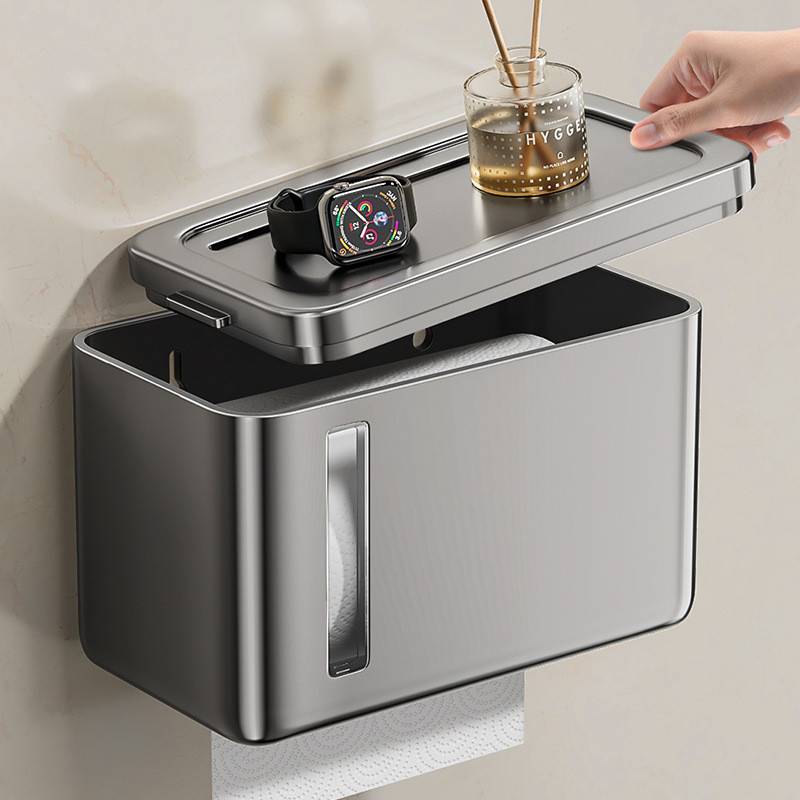 Toilet Paper Holder Matte Black Bathroom Roll Paper Storage Rack Wall ...