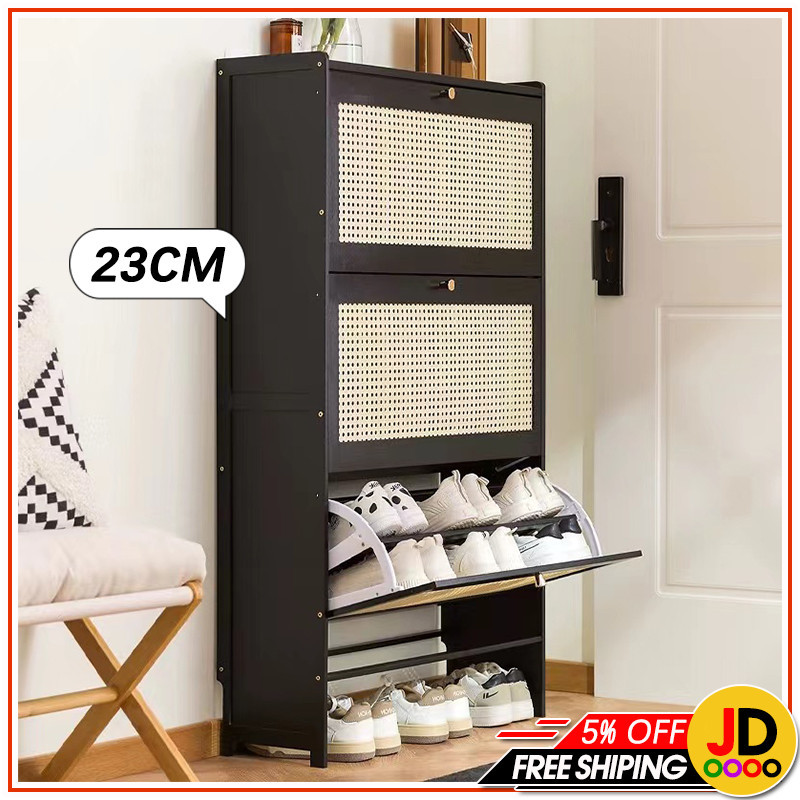 17/23cm Thin Shoe Cabinet Slim Shoe Rack with Flip Door Entrance ...