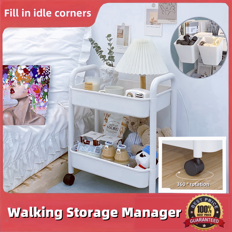 Trolley Storage Rack2 Layer Mobile Multifunctional Trolley Storage ...