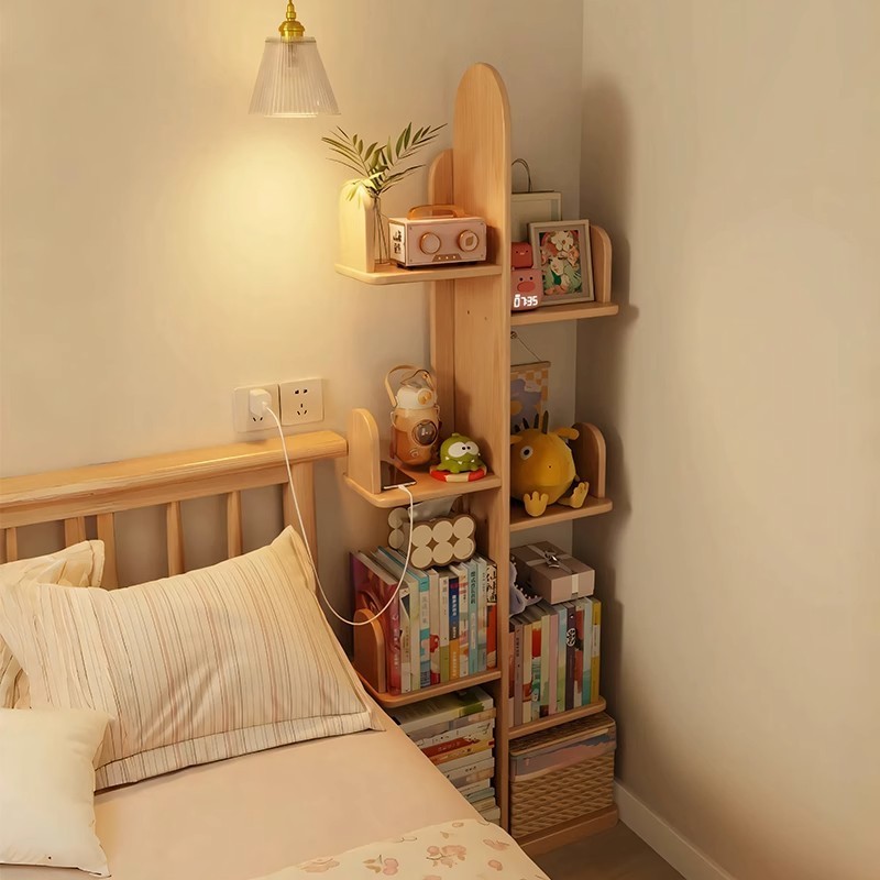 [in stock] Shop Solid Wood Cactus Bookshelf Bedside Storage Rack Floor ...