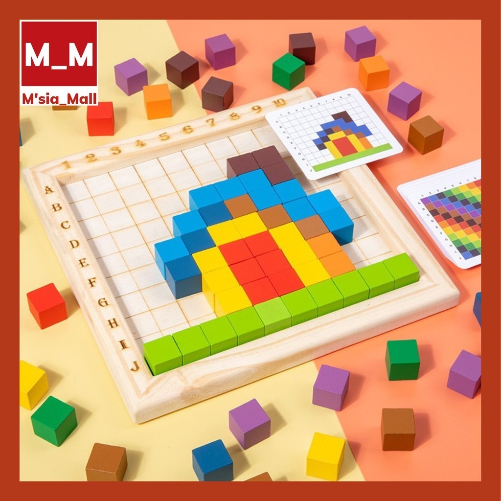 Wooden 100 Counting Cubes Montessori Early Learning Toy Puzzle Block