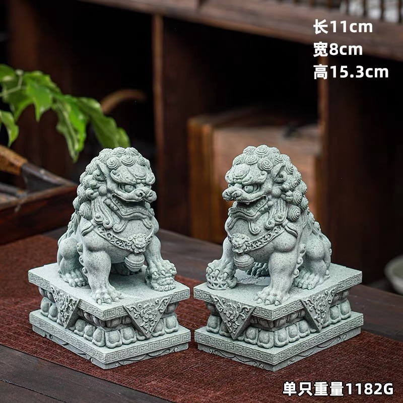 Yuanyi】Extra-large Chinese-style stone lion ornaments for the