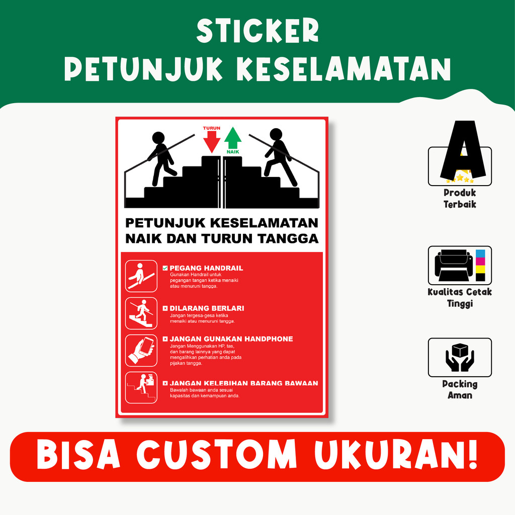 Stair Safety Instruction Sticker - Waterproof, Premium Vinyl, Custom ...