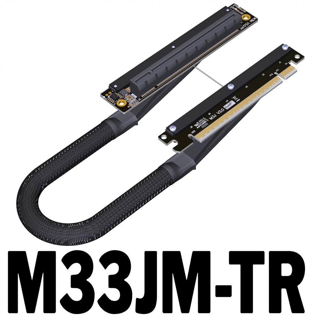 New Dual Reverse Riser Cable Right & Left Bend Cable PCIe 4.0 x16 ...