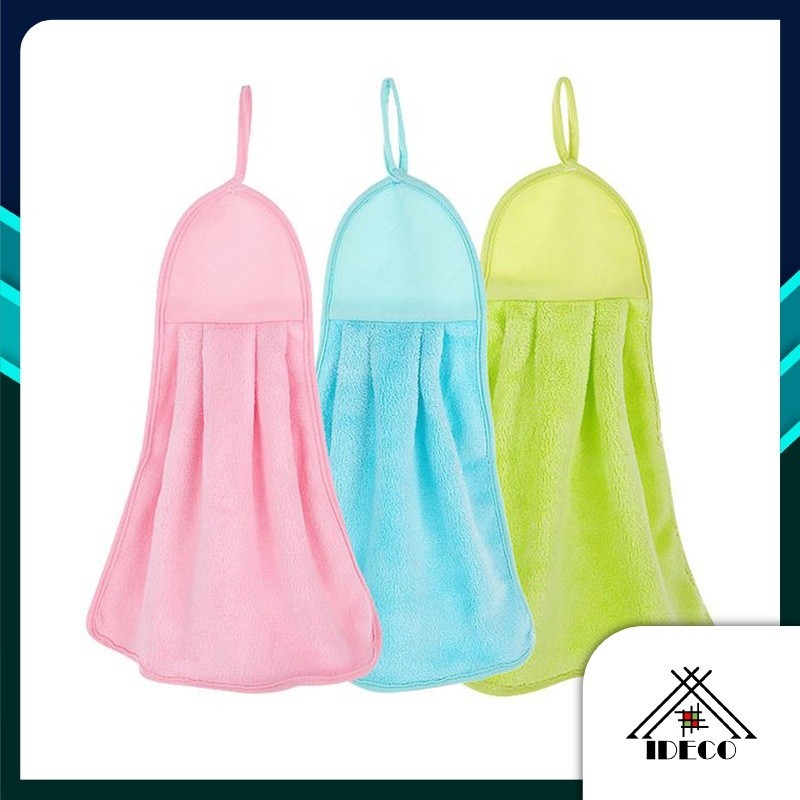 iDECO Hanging Kitchen Towel Rag Super Soft Coral Velvet Absorbent Cloth ...