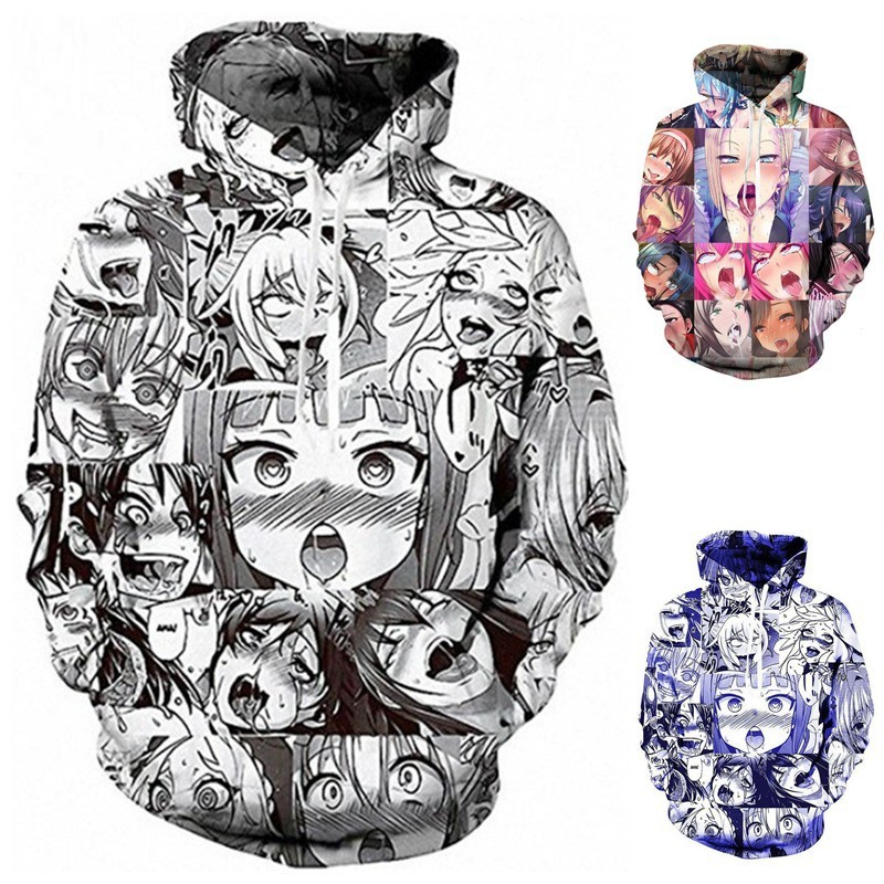 Unisex Ahegao hoodie hentai anime sweatshirt pullover Women s girls s long sleeve funny 3D printed otaku jacket FJHB Shopee Singapore