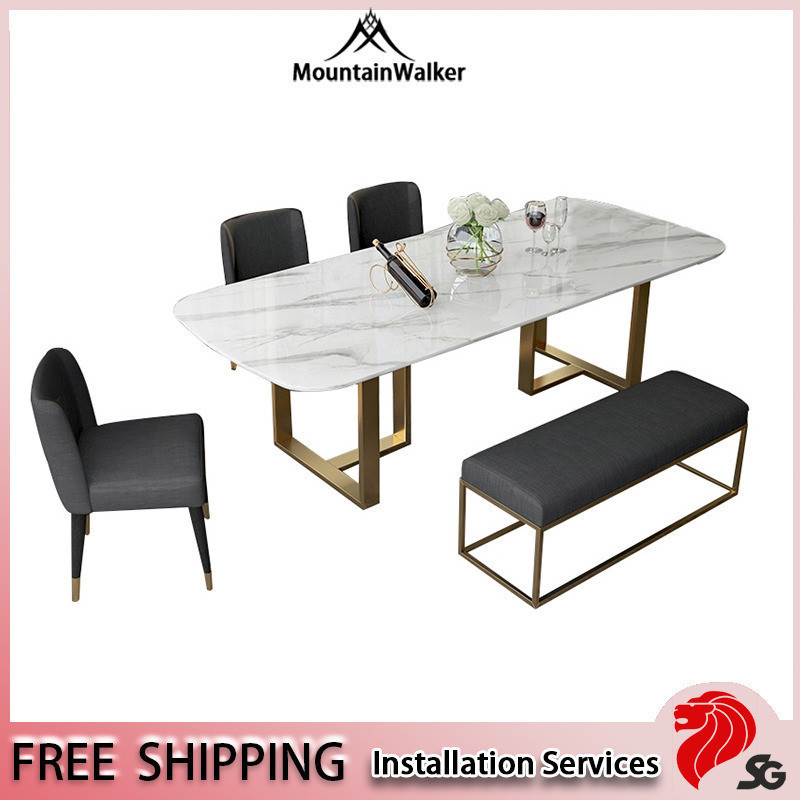 MW Dining Table Marble Set Modern Simple Rectangular Table Conference ...