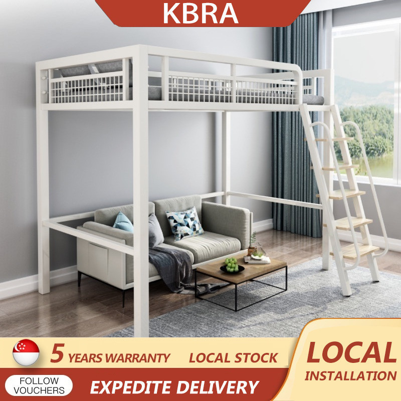 KBRA Twin Loft Bed Frame Loft Bed Nordic Iron Dormitory Noise Free Bed ...