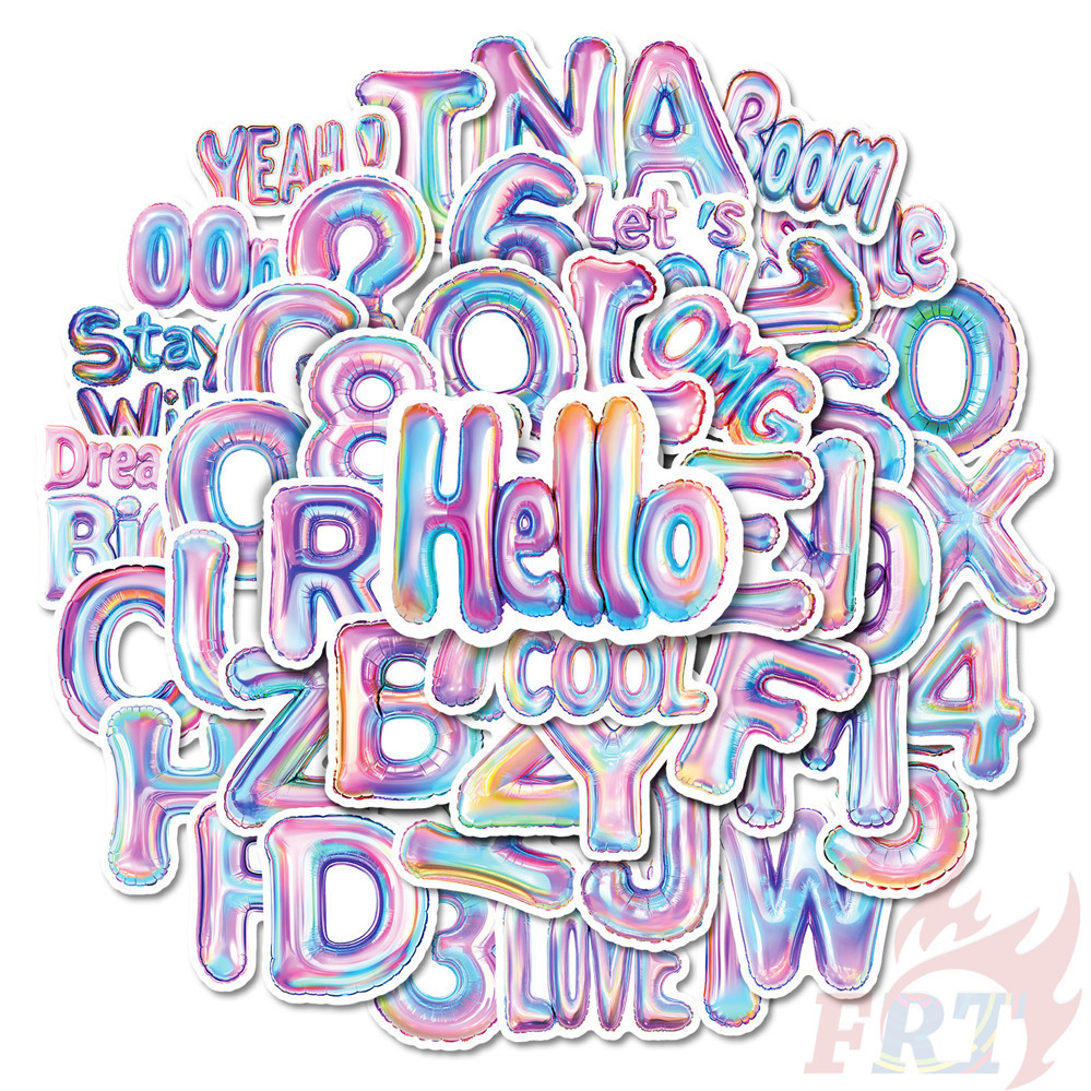 50Pcs/Set Letters & Numbers . Foil Balloon Art Series 01 Stickers DIY ...