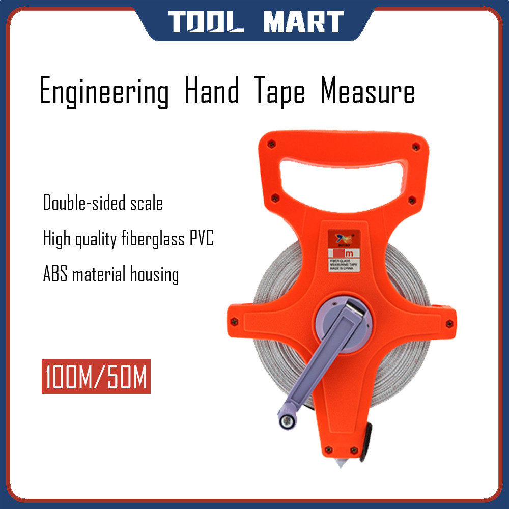 50M / 100M Fiberglass Measuring Tape A-Type Retractable Portable Metric ...