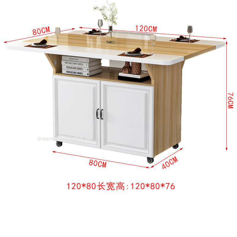Folding Dining Table Movable Table Rectangular Multifunctional Kitchen ...