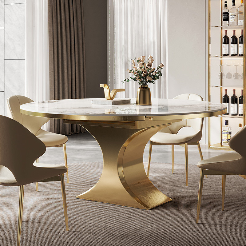 Light Luxury Rock Slab Dining Table Extendable Foldable Home Small ...