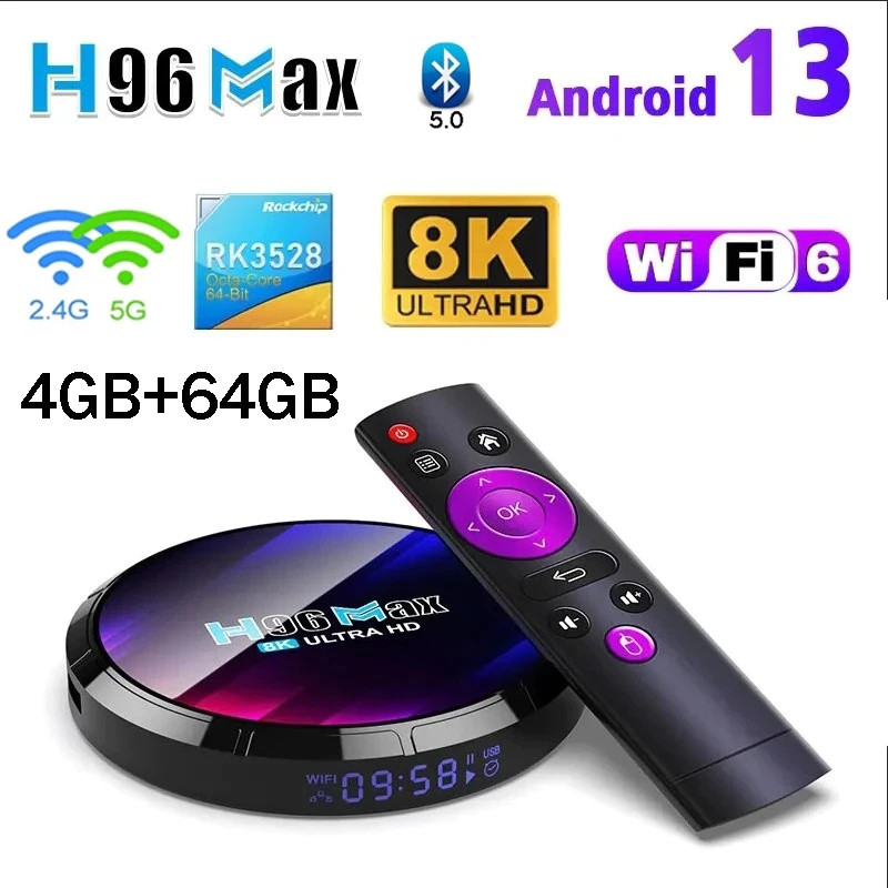 TV Box H96 MAX RK3528 Android Box Support 4K Video 2.4G/5.8G WiFi 3D ...
