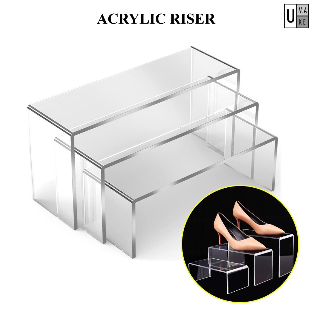 UMAKE Acrylic U-Shape Display Stand, Shoes Display Stand Rack Showcase ...