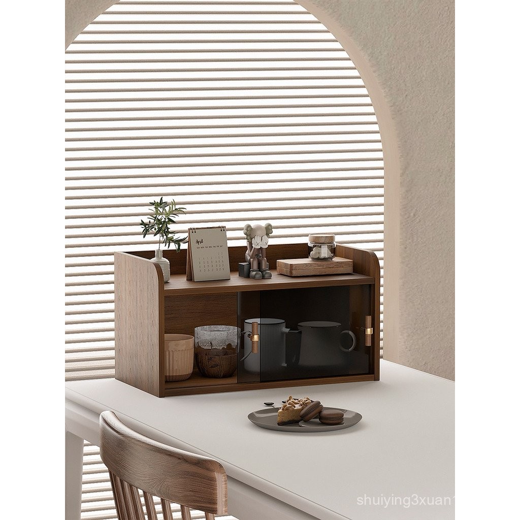 Tabletop Cup Storage Rack Desktop Tea Cup Holder Black Walnut Storage ...