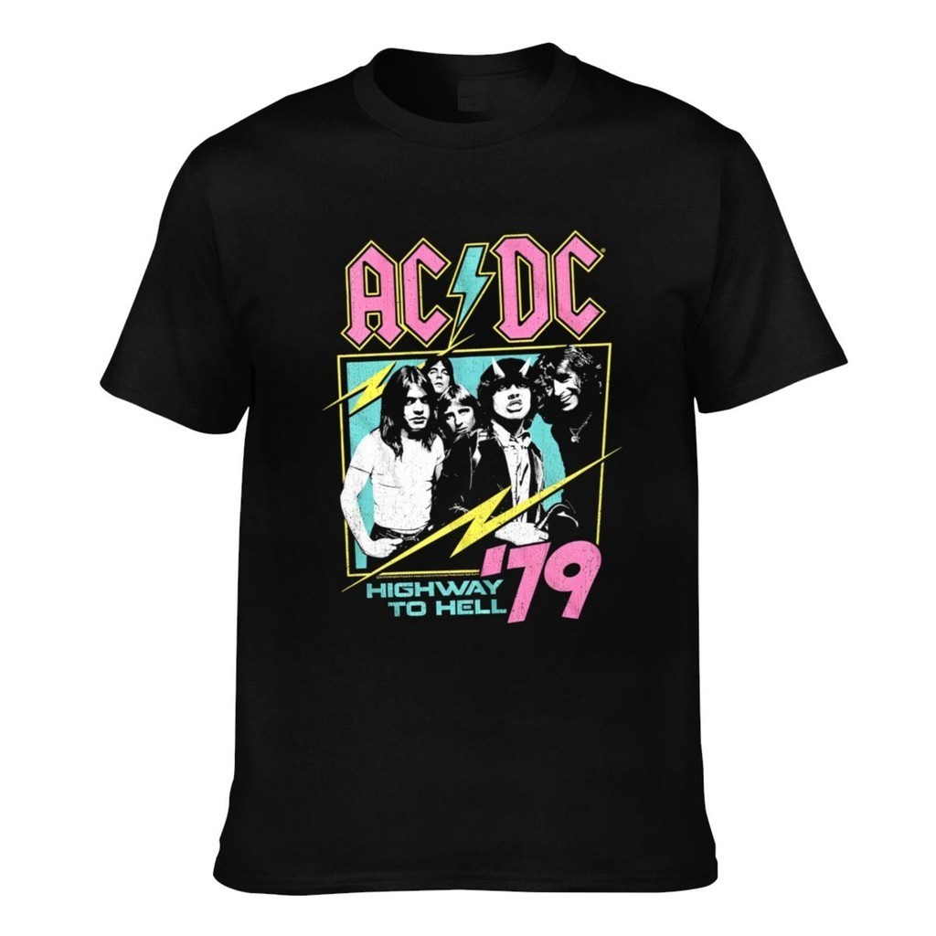 Ac Dc Neon Highway To Hell 79 Rock Concert Tour Comfortable Fit Mens T ...