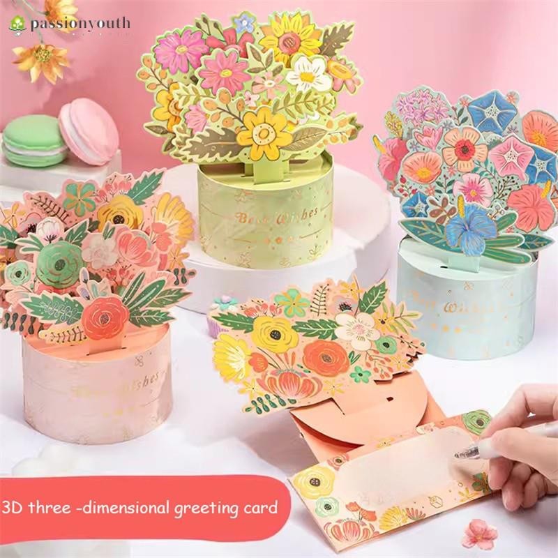 3D Pop UP Flower Greeting Cards Birthday Invitation Card Handmade ...